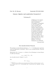 Lineare Algebra und analytische Geometrie I