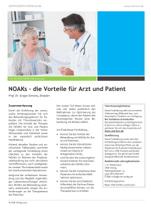 NOAKs – die Vorteile für Arzt und Patient - CME