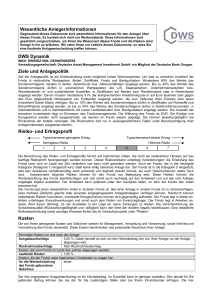 Wesentliche Anlegerinformationen DWS Dynamik Ziele und