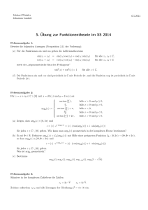 5. Übung zur Funktionentheorie im SS 2014