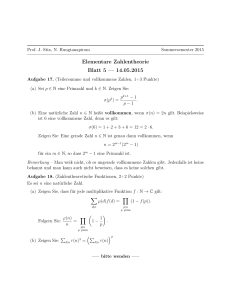 Elementare Zahlentheorie Blatt 5 — 14.05.2015
