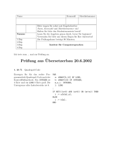 Prüfung aus¨Ubersetzerbau 20.6.2002