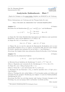 Analytische Zahlentheorie – Blatt 7