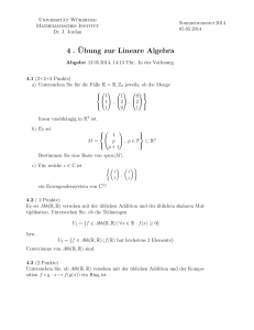 4 . ¨Ubung zur Lineare Algebra