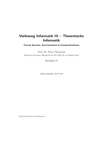 Vorlesung Informatik III – Theoretische Informatik