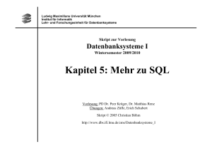 Kapitel 5: Mehr zu SQL p Q