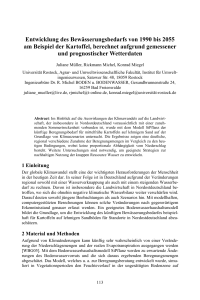 Entwicklung des Bewässerungsbedarfs von 1990 bis 2055 am