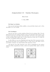 Aufgabenblatt 10 – Sudoku Strategien