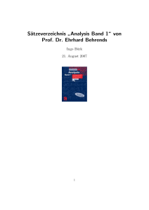 Sätzeverzeichnis ” Analysis Band 1“ von Prof. Dr. Ehrhard Behrends