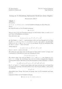 Lösung zur 13. Hausübung Algebraische Strukturen