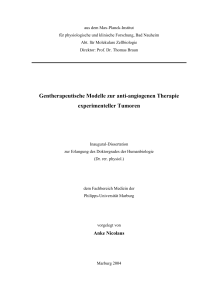 Gentherapeutische Modelle zur anti-angiogenen Therapie