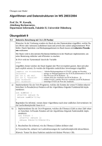 Algorithmen und Datenstrukturen im WS 2003/2004 Übungsblatt 9