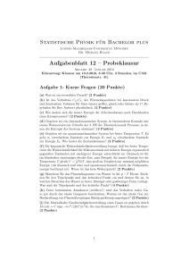 Statistische Physik für Bachelor plus Aufgabenblatt 12 – Probeklausur