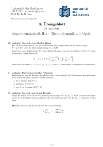 3. Übungsblatt Experimentalphysik IIIa – Thermodynamik und Optik