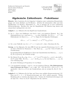 Algebraische Zahlentheorie - Probeklausur