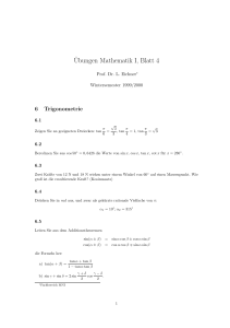 ¨Ubungen Mathematik I, Blatt 4