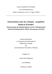 Immunfunktion unter ALL-Therapie ~ prospektive