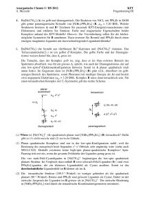 Anorganische Chemie I / HS 2012 KFT A. Mezzetti Fragenkatalog III