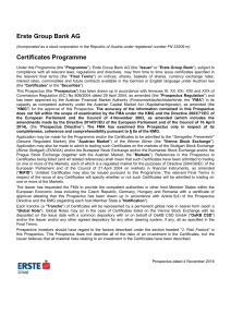 Erste Group Bank AG Certificates Programme
