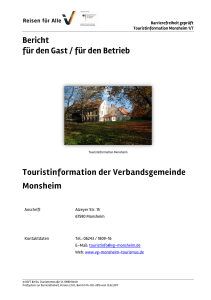 Bericht für den Gast / für den Betrieb Touristinformation der