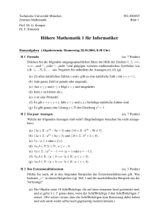 HM1 WS 2004/05 Blatt 1 - Höhere Mathematik an der TUM