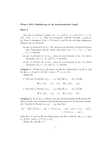 Winter 2014, Einführung in die mathematische Logik Blatt 9 Für eine