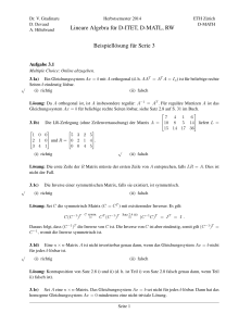 Lösung für Serie 3 - Lineare Algebra, HS 2014 - D-MATH