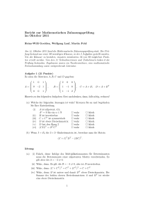 Bericht zur Mathematischen Zulassungsprüfung im Oktober 2011