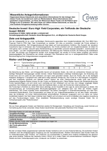 Wesentliche Anlegerinformationen Deutsche Invest I Euro