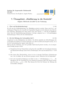 7. ¨Ubungsblatt ,,Einführung in die Statistik”