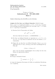 Zahlentheorie II – WS 2005/2006 Blatt 8