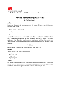 Vorkurs Mathematik (WS 2016/17) Aufgabenblatt 2