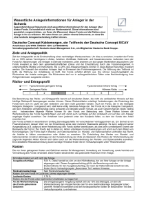 Wesentliche Anlegerinformationen für Anleger in der Schweiz