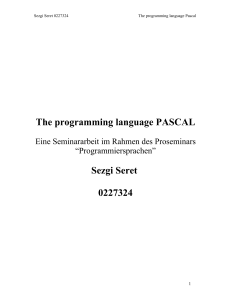 The programming language PASCAL Sezgi Seret