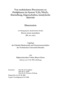 Von molekularen Precursoren zu Oxidphasen im System V2O5