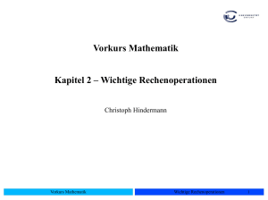 Vorkurs Mathematik Kapitel 2 – Wichtige