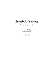 Analysis II - Vorlesung