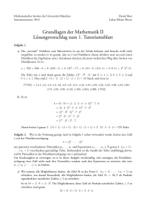 Grundlagen der Mathematik II Lösungsvorschlag zum 1. Tutoriumsblatt