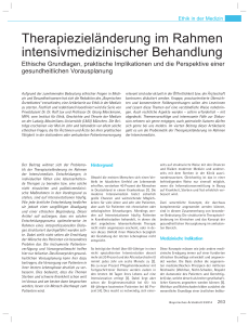 Therapiezieländerung im Rahmen intensivmedizinischer Behandlung