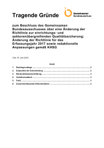 Tragende Gründe - Gemeinsamer Bundesausschuss