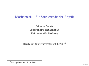 Mathematik I für Studierende der Physik