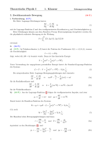 Theoretische Physik I 1. Klausur