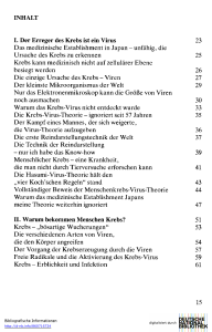 INHALT I. Der Erreger des Krebs ist ein Virus 23 Das medizinische