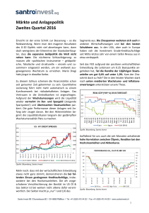 Märkte und Anlagepolitik Zweites Quartal 2016