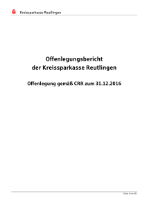 Offenlegungsbericht der Kreissparkasse Reutlingen gemäß CRR