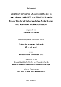 Vergleich klinischer Charakteristika der in den Jahren 1994