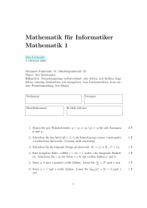 Mathematik für Informatiker Mathematik 1