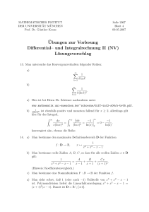 ¨Ubungen zur Vorlesung Differential– und Integralrechnung II (NV
