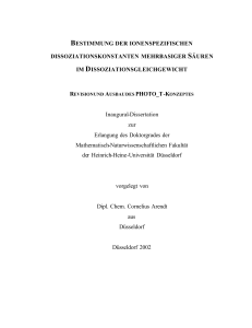 Bestimmung der ionenspezifischen Dissoziationskonstanten in