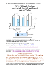 PWM-Füllstands-Regelung, simuliert mit Simulink (mit Cursor) und